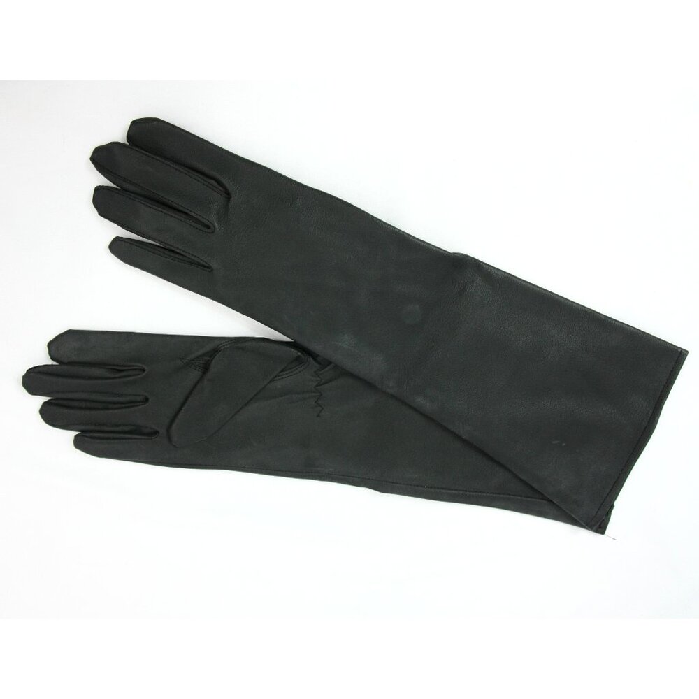 Vintage Deadstock Vinyl Faux Leather 3/4 Length Fabric Womens Dress Gloves M NEW